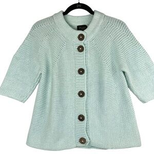 Pure HandKnit Chunky Button-Up Cardigan Sweater Sz S Pastel